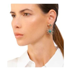 Adornia- drop star burst earring 14k gold plated. Turquoise & Swarovski crystal